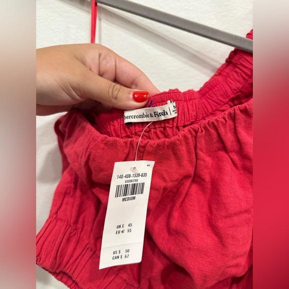 NWT Abercrombie & Fitch Fuchsia One Shoulder Crop Top - Picture 4 of 4